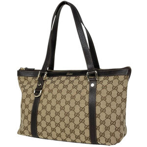 Gucci GG Print Tote Bag, Abbey, Handbag, Canvas, Beige/Brown, 141470, Women's